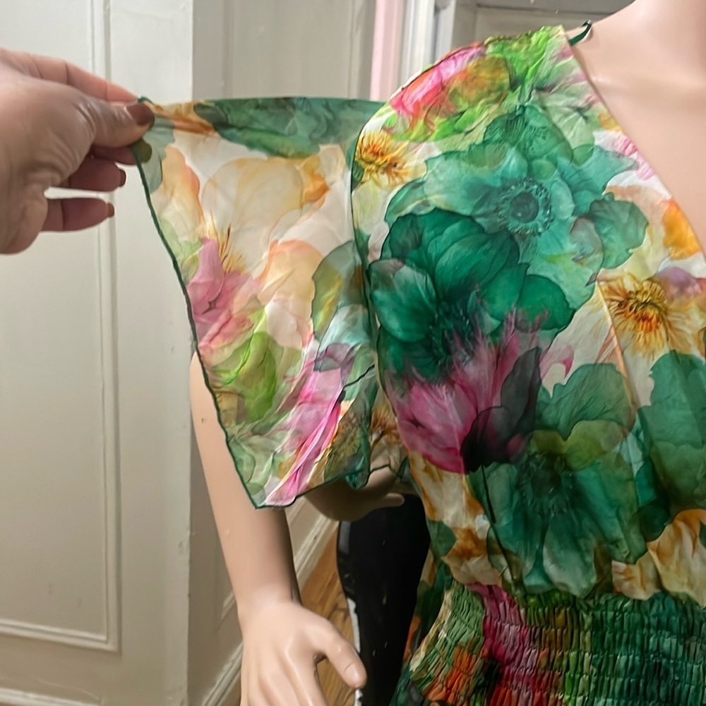 Le Ragazze Green Floral Dress made in Italy - Picture 7 of 10